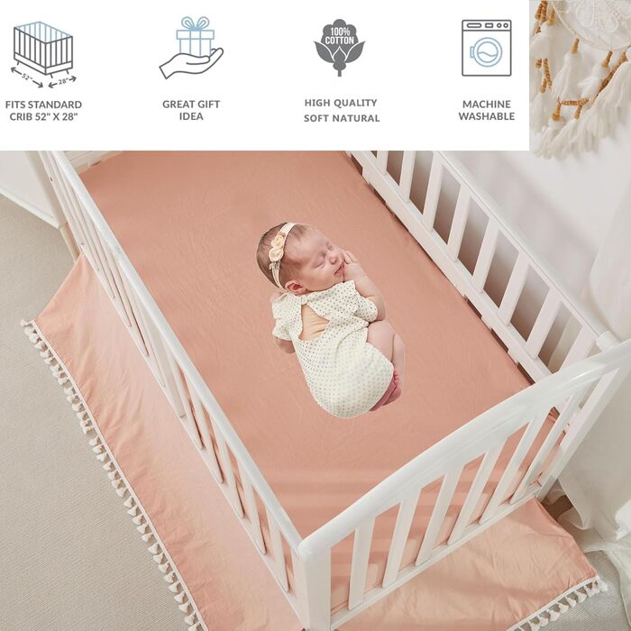 Гендерно-нейтральний комплект постільної білизни для дитячого ліжечка в стилі бохо-богема, для дівчаток, хлопчиків, дитяче ліжечко