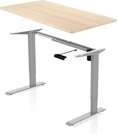 Письмовий стіл з електричним регулюванням висоти - Сірий каркас з одним двигуном та кленовою стільницею 120 x 60 см - Функція пам&39яті - Ергономічний стіл для дітей та дорослих 120 x 60 см Сірий клен