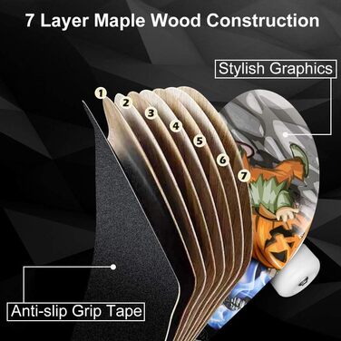 Унісекс - дорослі 3108-1 Скейтборд L Череп