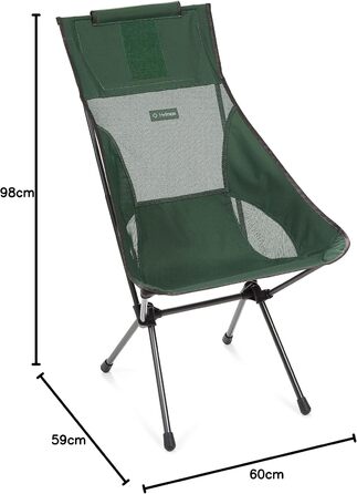 Крісло Helinox Sunset Завдяки своїй подовженій конструкції це крісло може бути найкращим поєднанням місця для зберігання, комфорту та підтримки (лісовий зелений)