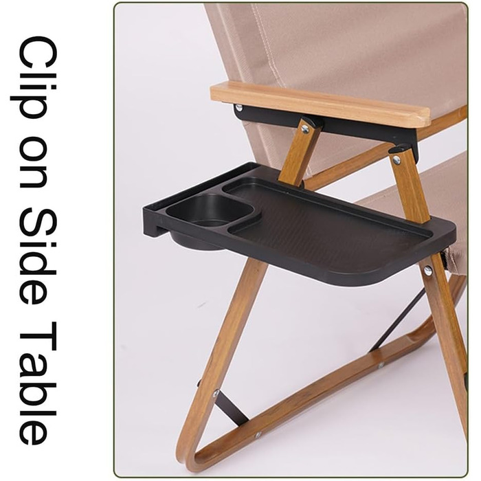 Бічний піднос для стільця, бічний столик на затискачі, бічний столик для кемпінгу, складний стілець з алюмінієвого сплаву, чорний