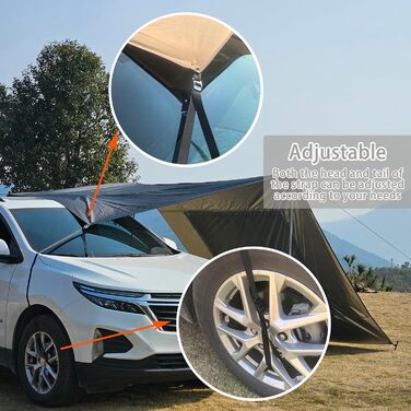 Тент для автомобіля 2,9x4,8 м з вікном-сіткою на задньому борту для кемперів, автофургонів, водонепроникний сонцезахисний козирок, кемпінговий, сонцезахисний вітрило, коричневий 2,9x4,8 м
