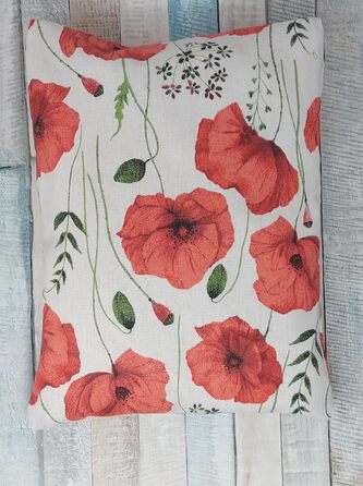 Трав&39яна подушка з 8 різними лікарськими травами, такими як хміль, меліса, фенхель, м&39ята, пелюстки троянд, лаванда, ісоп, чебрець, чохол можна прати, мотив 143 (мак) приблизно 20x24 см