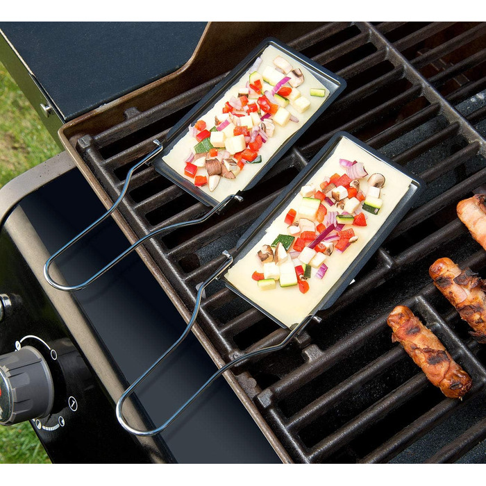 Сковорідки для раклету Rosenstein & Shne Набір з 6 сковорідок-гриль зі складною ручкою, можна мити в посудомийній машині (раклетні сковорідки гриль, сковороди-гриль, пластини для гриля)