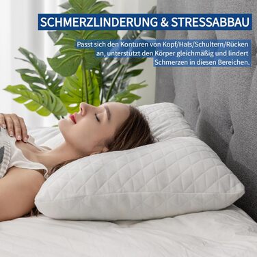 Подушка EGO Home 40x80 см з подрібненою піною з ефектом пам&39яті, подушка для шиї для сну на спині та животі, подушка з піни з ефектом пам&39яті 80x40 см, подушка для сну на боці з чохлом, який можна прати, Oeko-Tex 40x80 см - 1 упаковка