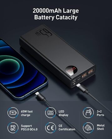 Ноутбук Powerbank PD QC 4, зовнішні акумулятори для мобільних телефонів USB-C вхід і вихід, для Steam Deck Rog Ally MacBook, Dell,
