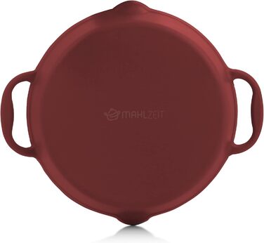 Чавунна емальована сковорода Mahlzeit Ø 29 см Темна вишня Чавунна сковорода з двома ручками і двома носиками Чавунна сковорода, ск