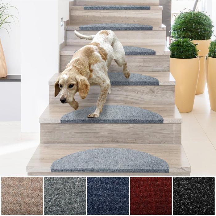 Килимки для сходів з текстильного волокна casa pura для внутрішнього використання - 15 шт. Самоклеючий захист для сходів, килимок