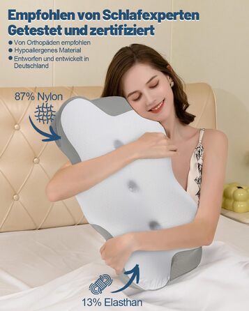 Подушка для шиї, подушка для сну на боці з подвійною зоною розвантаження вух, ергономічна ортопедична подушка з піни з ефектом пам&39яті від болю в шиї, подушка з підтримкою шиї для сну на спині/животі, темно-сіра