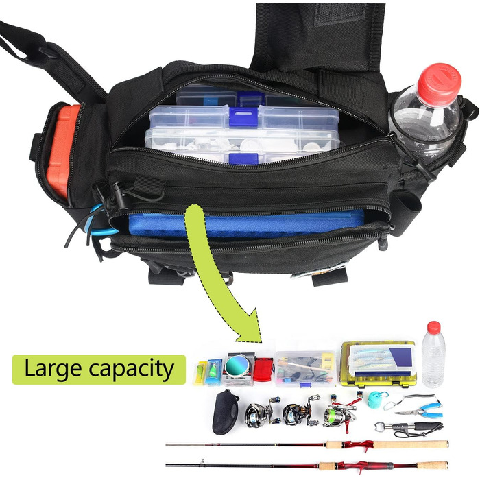 Сумка для рибалки Noosverl Сумка для риболовлі, водонепроникний і зносостійкий водовідштовхувальний рюкзак для риболовлі з 4 карабінами