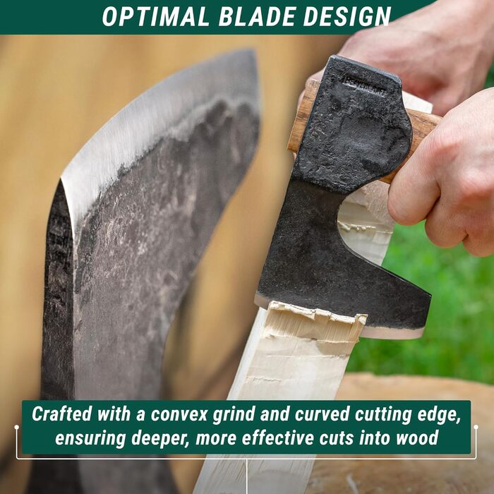 Коване сокира з деревяною ручкою для туризму, саду, кемпінгу Інструмент для розколювання дров для лісу, бушкрафту, виживання, 6