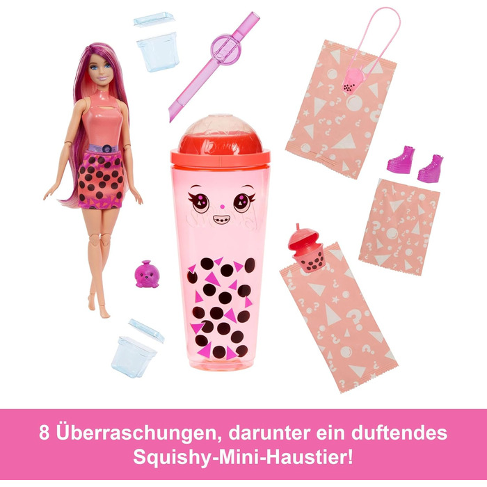 Лялька та аксесуари серії Barbie Pop Reveal Bubble Tea, модна лялька з ароматним манго-мочі з домашнім улюбленцем, 8 сюрпризів, вк