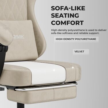 Геймерське крісло початкового рівня, ергономічне комп&39ютерне крісло з регульованою висотою та спинкою, просте ігрове крісло для дітей, підлітків та дорослих для кімнат та офісів, бежеве