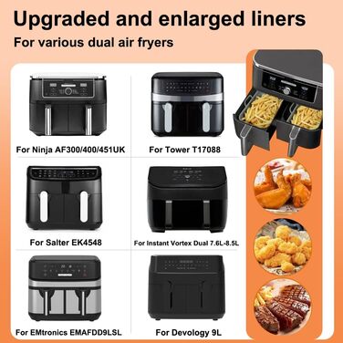 Папір для випічки аерофритюрниці, 150 шт. Папір для випічки у фритюрниці для AF300EU.AF400EU, аксесуари для фритюрниці Папір для фритюрниці для двозонної фритюрниці 20 см x 13,5 см x 4,5 см