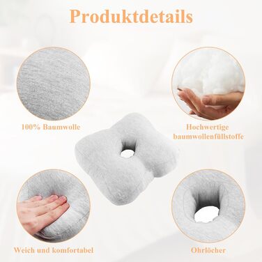 Подушка для пірсингу, прямокутна перфорована подушка, подушка з отвором для сережок, захист від запалення, тиску, ран, знеболення, подушка для сну для тих, хто спить на боці CNH