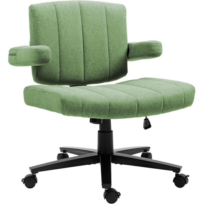 Крісло Criss Cross з колесами, регульовані широкі підлокітники, офісне крісло, тканина з антизахопливим покриттям, комфортна подушка, сучасне поворотне комп&39ютерне робоче крісло для дому, туалетний столик, офіс (зелений колір)