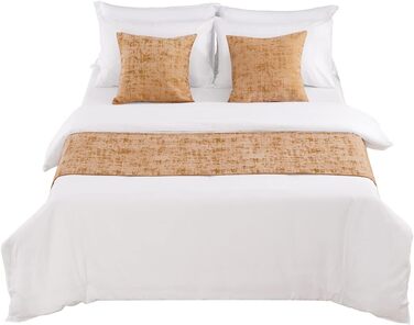 Доріжка та шарф AMBERIS золотистий, шеніл міцний декоративний шарф для дому та готелю (наволочки продаються окремо) золотистий 50 x 210 см (для ліжка 1,5 м)