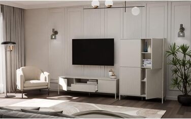 Сучасна шафа CDF KAMARO 4DK Колір Кашемір (бежевий) Шафа для документів та дрібних предметів Ідеально підходить для вітальні, спальні, дитячої кімнати та офісу Легке складання Кашемір (бежевий) 4DK