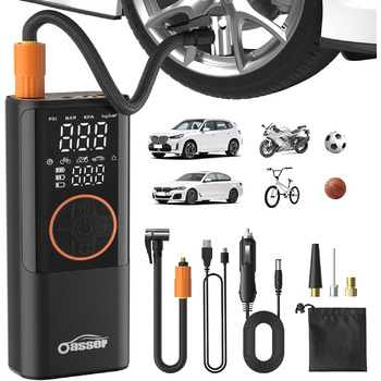 Електричний повітряний насос Oasser з подвійним дисплеєм 6000mAh 150 PSI, акумуляторний компресор з 3M 12V прикурювача для автомобіля, мотоцикла, велосипеда, м&39яча, подорожей, кемпінгу