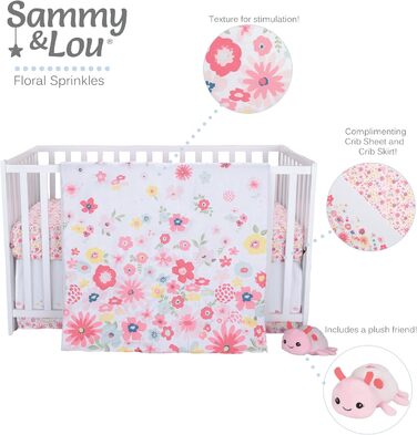 Комплект дитячої постільної білизни Sammy & Lou Floral Sprinkles для дівчаток, 4 предмети, в т.ч. ковдра, простирадло, підодіяльни
