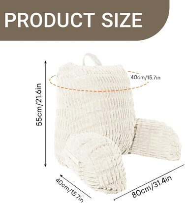 Подушка для читання для ліжка та дивана, подушка для читання з опорою для зап&39ясть, підлокітниками та опорою для спини, подушка для спини ліжка для відпочинку, розслаблення, читання, роботи за ноутбуком, перегляду телевізора (бежева)