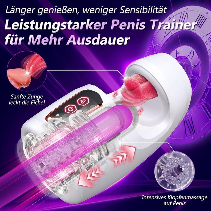 Мастурбатор Yotcoc для чоловіків, реалістичний з функцією язика та вібрації, 10 режимів смоктання та 10 режимів вібрації