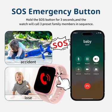 Смарт-годинник для дітей, дитячий смарт-годинник IP68 з GPS та телефоном, HD відеодзвінок, виклик SOS, шкільний режим, ігри, будильник, SIM-карта, мобільний телефон, водонепроникний смарт-годинник, подарунки для дівчаток та хлопчиків, чорний, 4G