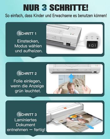 Дюймовий ламінатор A3 з автоматичною подачею паперу, гаряче та холодне ламінування A3, 20 пакетів для ламінування, комплект 10-в-1 з різаком, тримером та закруглювачем кутів для офісу, школи та дому, білий ламінатор A3, білий, 13-