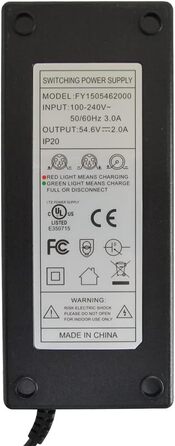 Зарядний адаптер живлення 54,6 В 2 А для літій-іонного акумулятора 48 В з роз&39ємом постійного струму 5,5 x 2,1 мм/5,5 x 2,5 мм