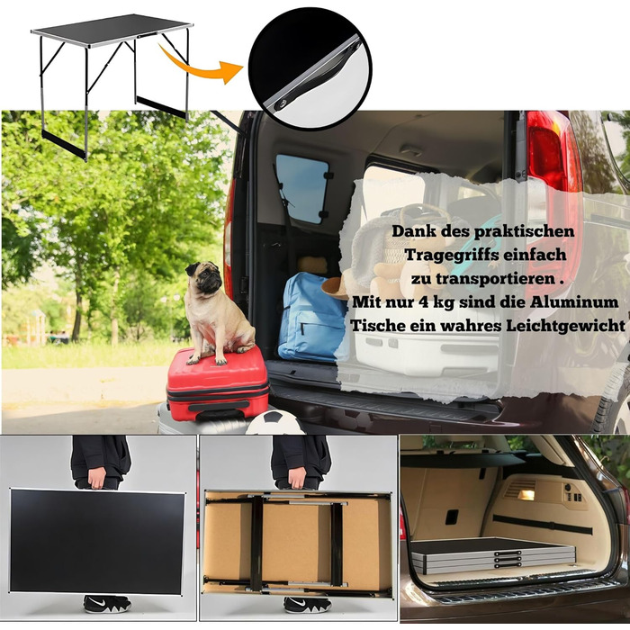 Багатофункціональні столи DIVID, комплект із 3 предметів, 100x60 см, стіл для обклеювання шпалерами, вантажопідйомність 30 кг на стіл, розкладний стіл, кемпінговий стіл, стіл для блошиного ринку, приставний столик, багатофункціональний стіл, регульована в