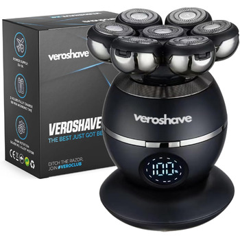 Бритва для лисої голови Veroshave з 7 лезами для чоловіків - бездротова акумуляторна машинка для стрижки волосся з вигнутими лезами, чисте та ретельне гоління, зручний набір для догляду за волоссям у подорожах