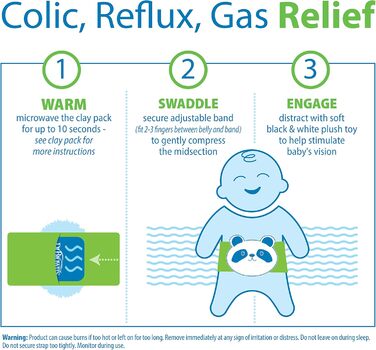 Пояс для захисту немовлят від немовлят доктора Брауна для полегшення кольок, обгортання живота з підігрівом, пояс для дитячої шайби для полегшення газоутворення, природне полегшення для сердитого живота у немовлят і малюків, панда, панда 0-3 м, малюк 0-3 