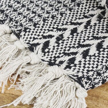 Декоративна ковдра, Чорно-бежева ковдра з візерунком, 100 бавовна, 150 x 125 см, Ковдра з бахромою, Клітка, Ковдра для дивана, Дизайнерська ковдра, Вовняна ковдра, Дорожня ковдра, 85198