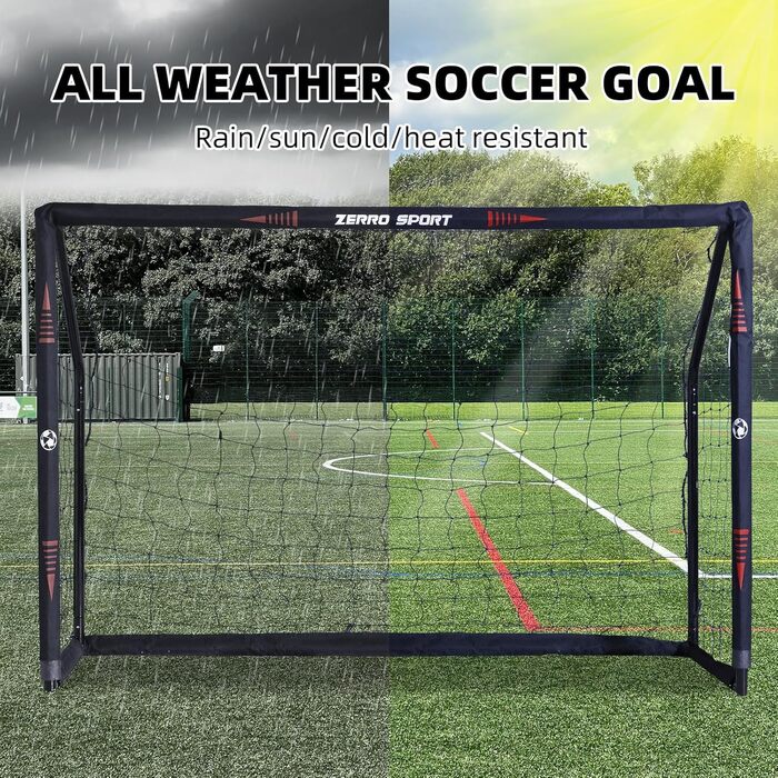 Футбольні ворота ZERRO для вулиці 180/240/300 для дорослих та дітей для гри та тренувань у саду 180 чорного кольору з цільовою стінкою та футбольним м&39ячем