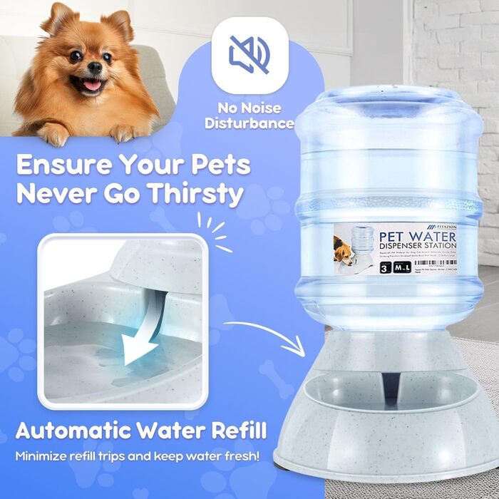 Диспенсер для води Flexzion Gravity Pet Water Dispenser (3 галони) з автоматичним поїлкою для собак та котів малих та великих порід, годування та поливання, пляшечка