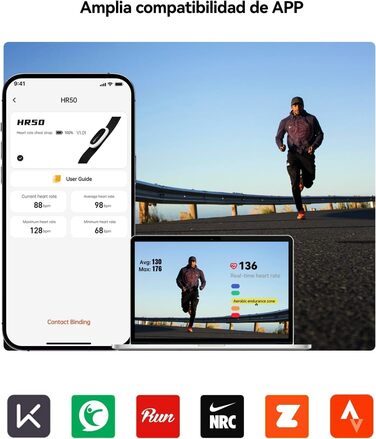 Пульсометр iGPSPORT HR50, Bluetooth та ANT з нагрудним ременем для бігу, їзди на велосипеді, тренажерного залу, сумісний з Garmin Polar Wahoo - чорний
