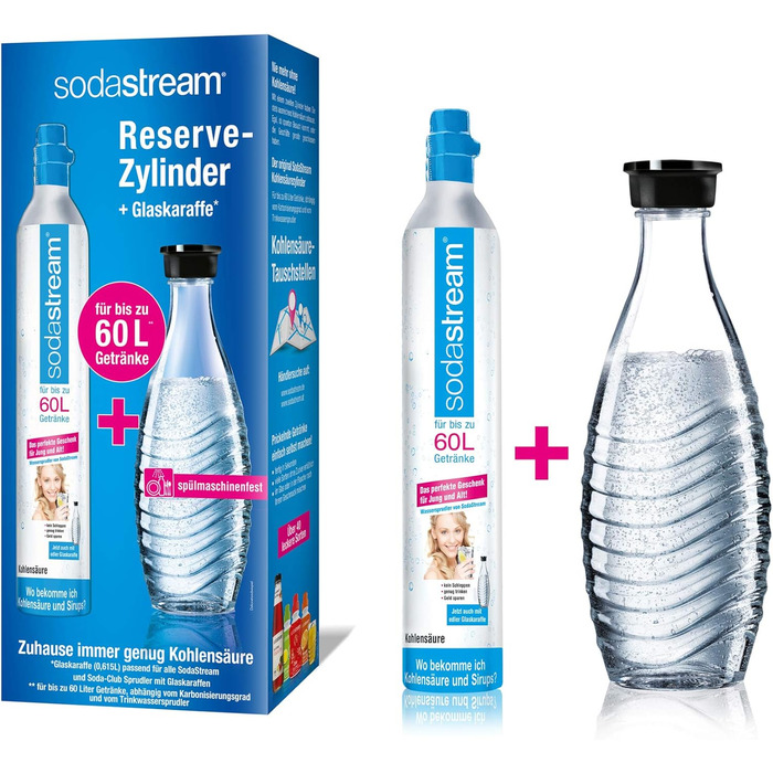 З циліндром CO2 та скляним графином 0,6 л без скляного графина SodaStream з двох упаковок, 1100065490 Reserve Pack