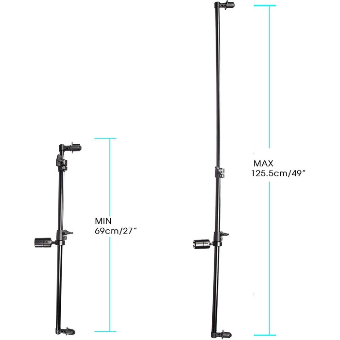 Тримач рефлектора Photo Studio Telescope, 69-120 см, висувний, поворотний важіль штанги, затискне кріплення для висувних фонів, фони, рефлектори 5-в-1, фотографія 69см-120смСтріла