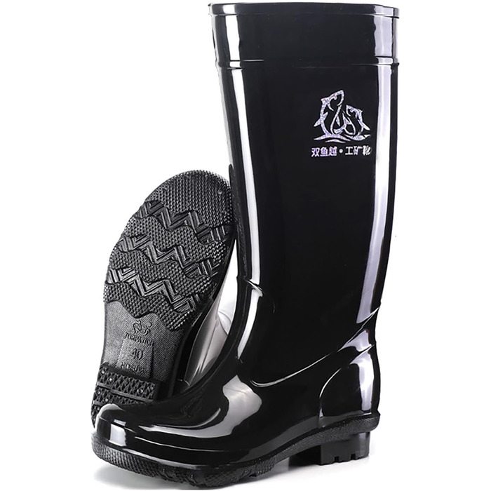Чоловічі гумові чоботи без шнурівки, чорні, чоботи для високої води з ПВХ, міцні, нековзні, гумові, брудові, гумові чоботи, водонепроникні, для садівництва, риболовлі, гумові чоботи до коліна, чорні