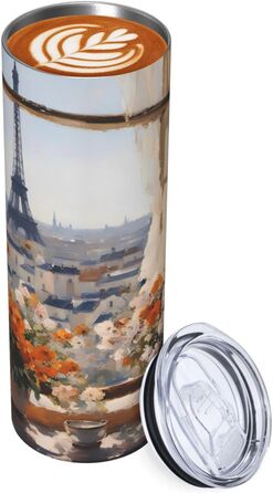 Кухоль з прямою трубочкою, 590 мл, красиві пілони вдалині, дорожній кухоль з принтом, підходить для кемпінгу, офісу та дому.