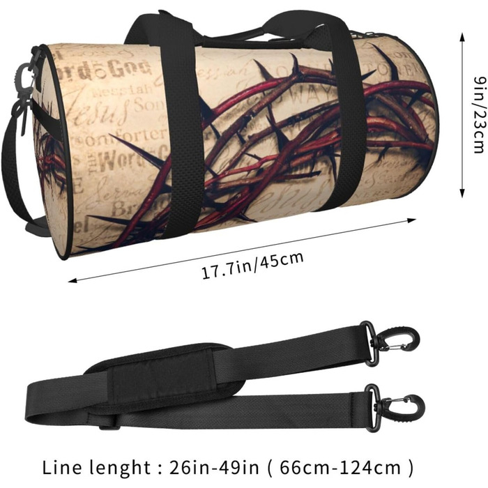 Дорожня сумка зі зміїної шкіри, кругла, великої місткості, легка та міцна, ідеальний подарунок для походів, відпустки, ділових поїздок та іншого, з орнаментом Корона терня, універсальний розмір