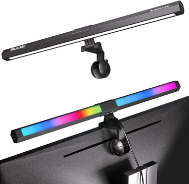 Лампа для монітора комп'ютера Quntis з підсвічуванням Gaming Deco RGB, світлова панель монітора 50 см із сенсорним керуванням, захист від синього світла, лампа з екраном USB з регульованою яскравістю колірної температури (40 см)