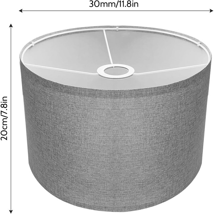 Тканинний абажур Eylkeup, абажур підвісний світильник для настільної лампи, настінний світильник, приліжковий світильник і торшер, натуральний льон тверда обкладинка ручної роботи, 30X20X20см (сірий)