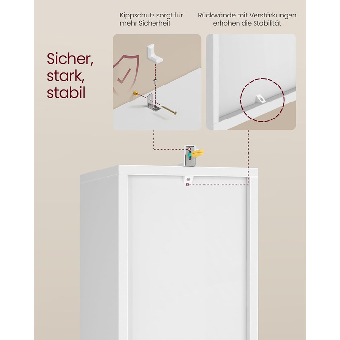 Колекція Custos - Книжкова полиця, 3-рівнева полиця, Відкрита полиця для зберігання, 24 x 20 x 94,8 см, для вітальні, домашнього офісу, спальні, Хмарно-білий LBC523W01 3 рівні (20Ш см) Хмарно-білий