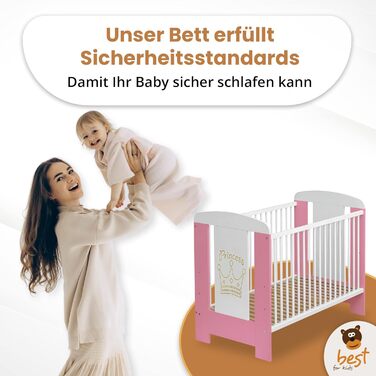 Комплект дитячого ліжечка Best For Kids у 3 кольорах Ліжечко, дитяче ліжечко з матрацом з пінопласту 10 см, сертифіковане TV - Ліж