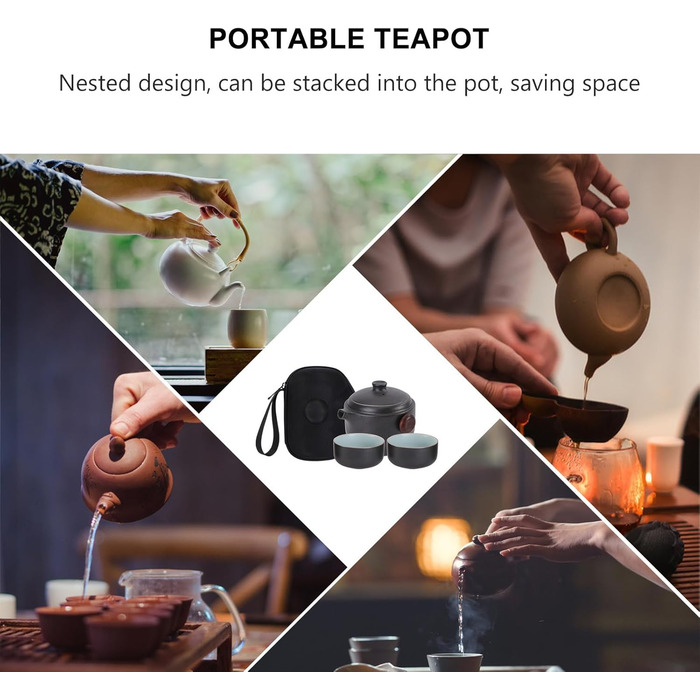 Набір для чаювання Кунг-Фу з кераміки, портативний, з кришкою та ситечком ідеальний вибір для любителів чаю в дорозі