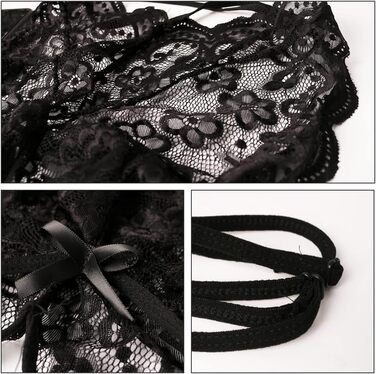 Боді RSLOVE, мереживо з глибоким V-вирізом, чорне, XL–XXL