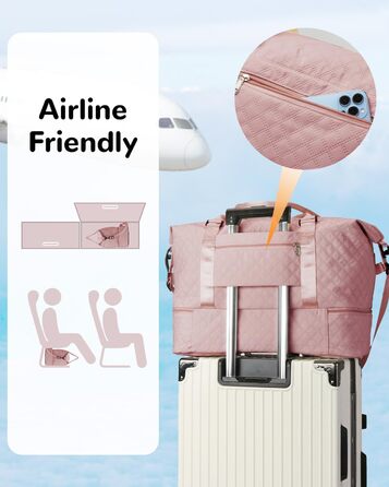 Жіноча ручна поклажа з відділенням для взуття та відділенням для вологи, дорожня сумка-саквояж на вихідні з косметички, сумка для лікарні для пологів, рожева