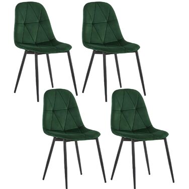 Обідні стільці Lestaraiin, комплект з 4 шт. зі спинкою, для їдальні, кухні, вітальні, м&39які кухонні стільці з оксамитовою оббивкою, виготовлені з металу, ергономічний дизайн, темно-зелений.