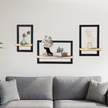 Комплект із 3 настінних полиць, плаваючі полиці для декору стіни, підвісні полиці для настінного зберігання, квадратна настінна книжкова полиця, дерев&39яна настінна полиця, підвісна полиця для спальні, вітальні, коричневий колір